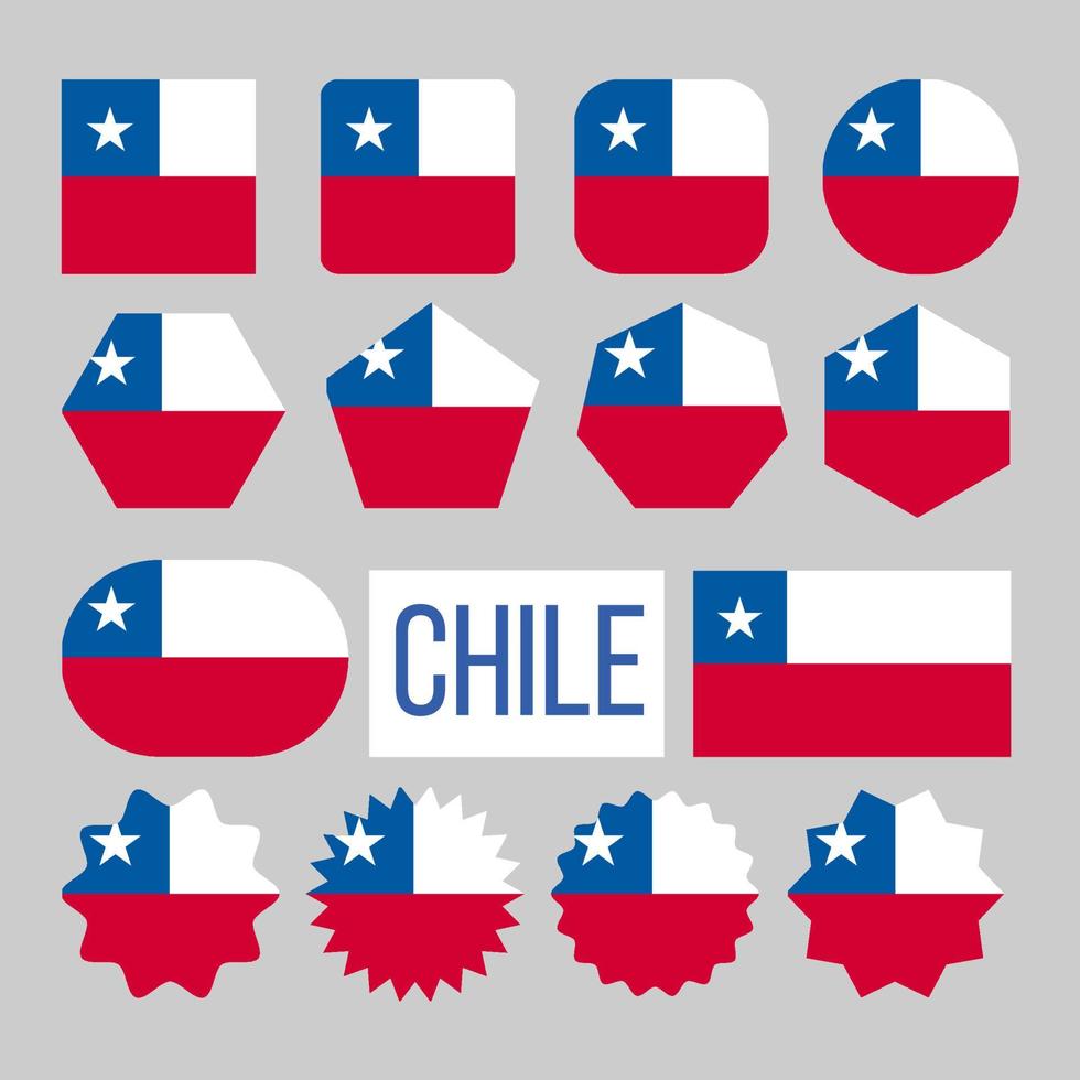 chili drapeau collection figure icônes set vector