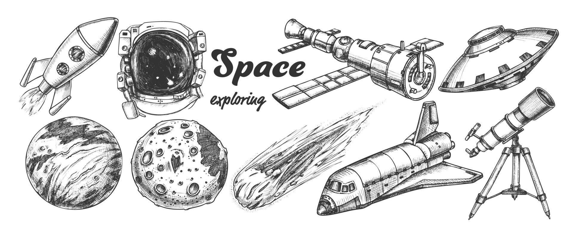 collection d'éléments d'exploration de l'espace set vector