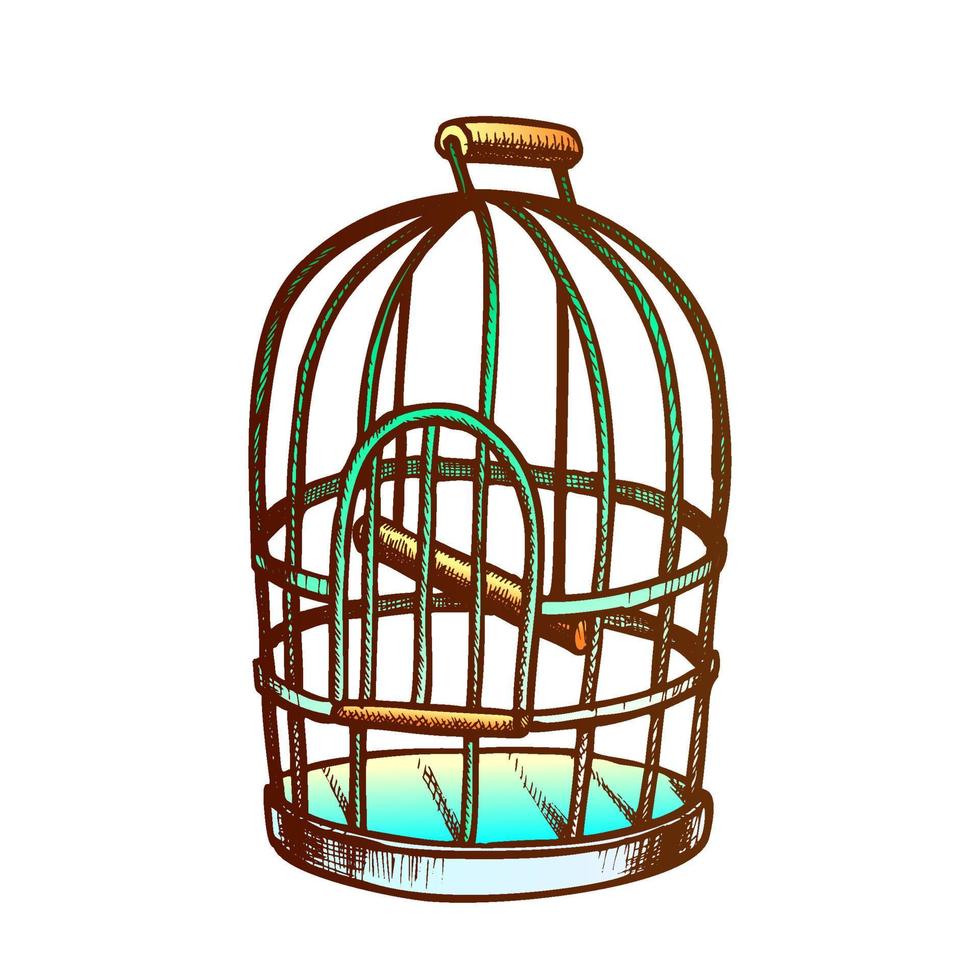 cage à oiseaux pour vecteur monochrome de perroquet domestique