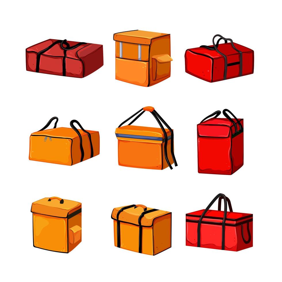 sac de livraison de nourriture set illustration vectorielle de dessin animé vecteur