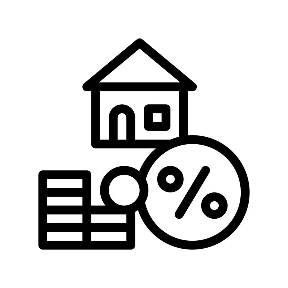icône de ligne mince de vecteur de tique de service hypothécaire de maison