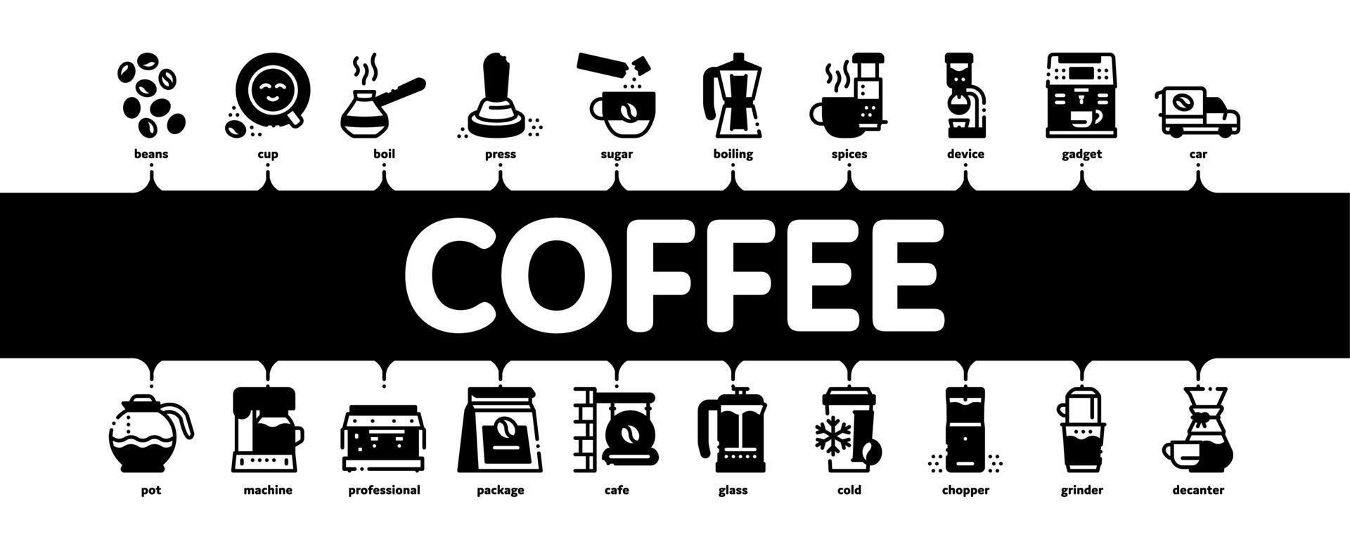 vecteur de bannière infographique minimal de boisson énergisante de café