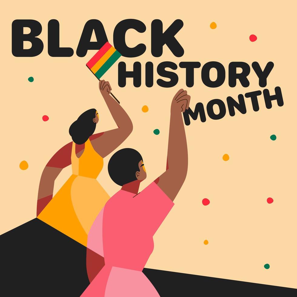 filles africaines de dessins animés levant les poings, mois de l'histoire des Noirs, symbole de leur force vecteur