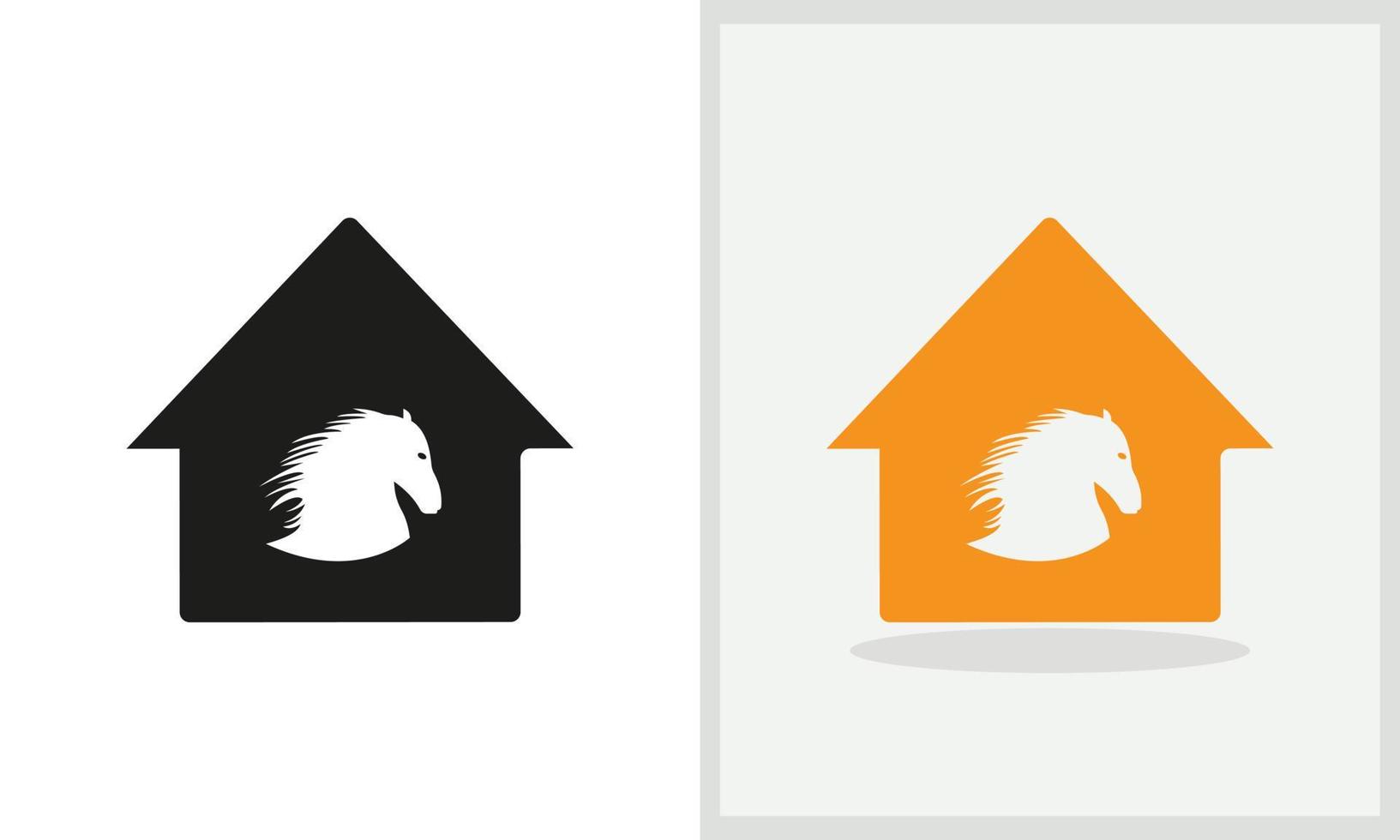 création de logo de maison de cheval. logo de la maison avec vecteur de concept de cheval. création de logo cheval et maison