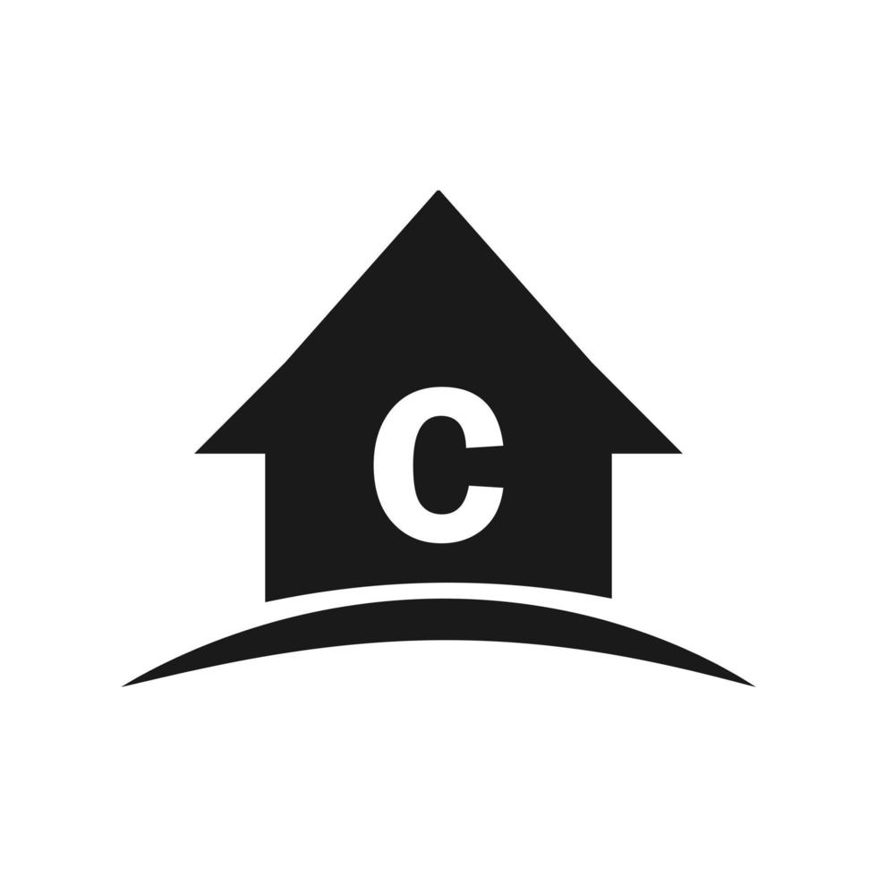 logo de la maison sur la conception de la lettre c, immobilier initial, concept de développement vecteur