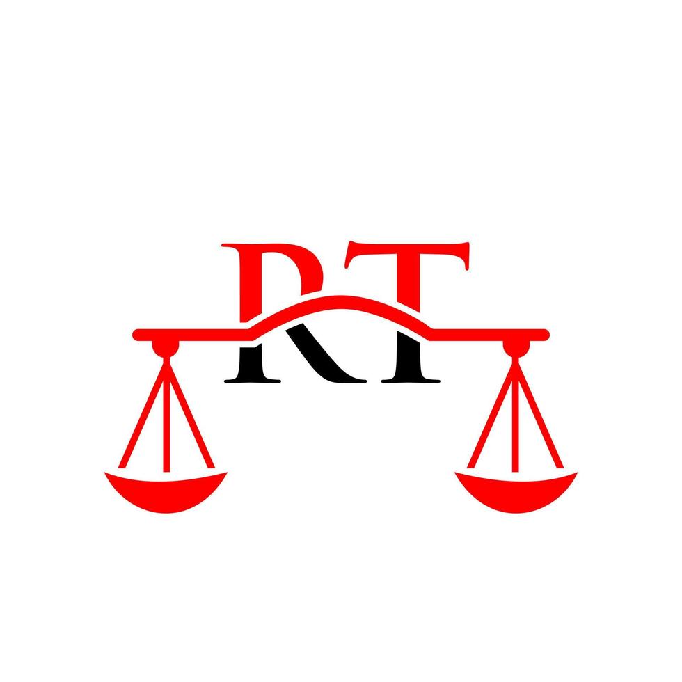modèle vectoriel de conception de logo de loi d'avocat de lettre rt