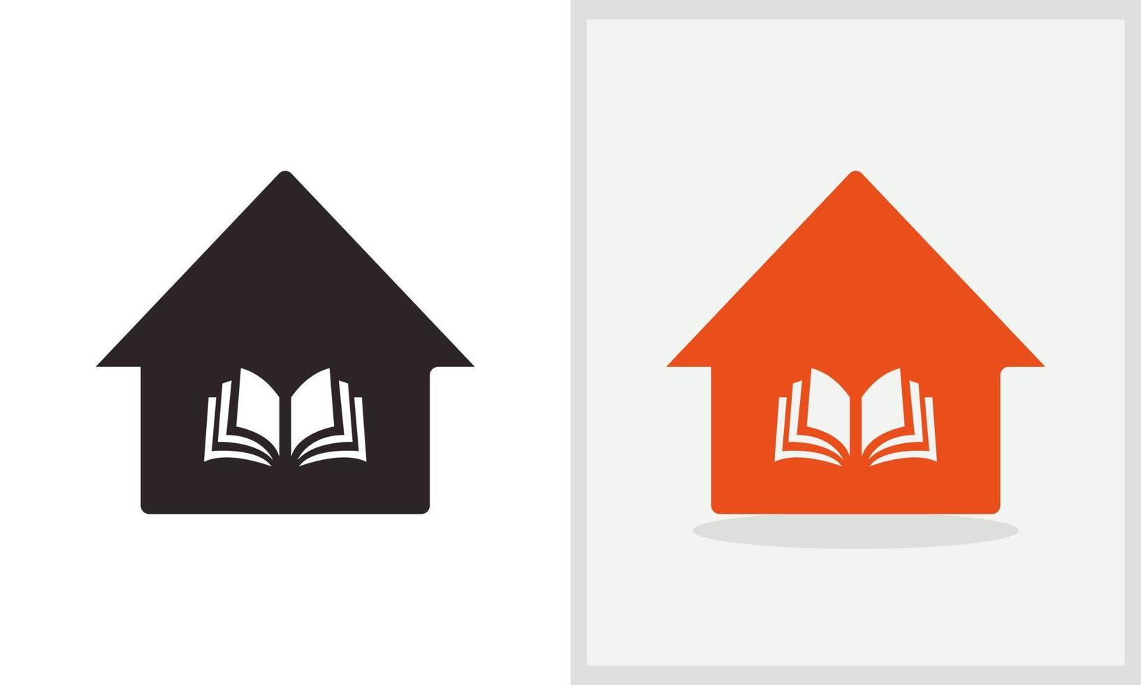 création de logo de maison de livre. logo de la maison avec vecteur de concept de livre. création de logo de livre et de maison