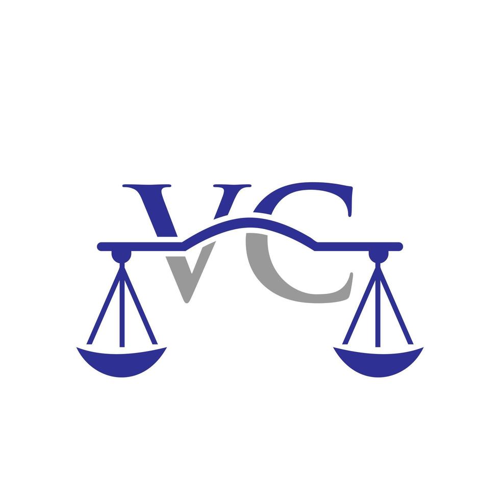 création de logo de lettre vc de cabinet d'avocats. signe d'avocat vecteur