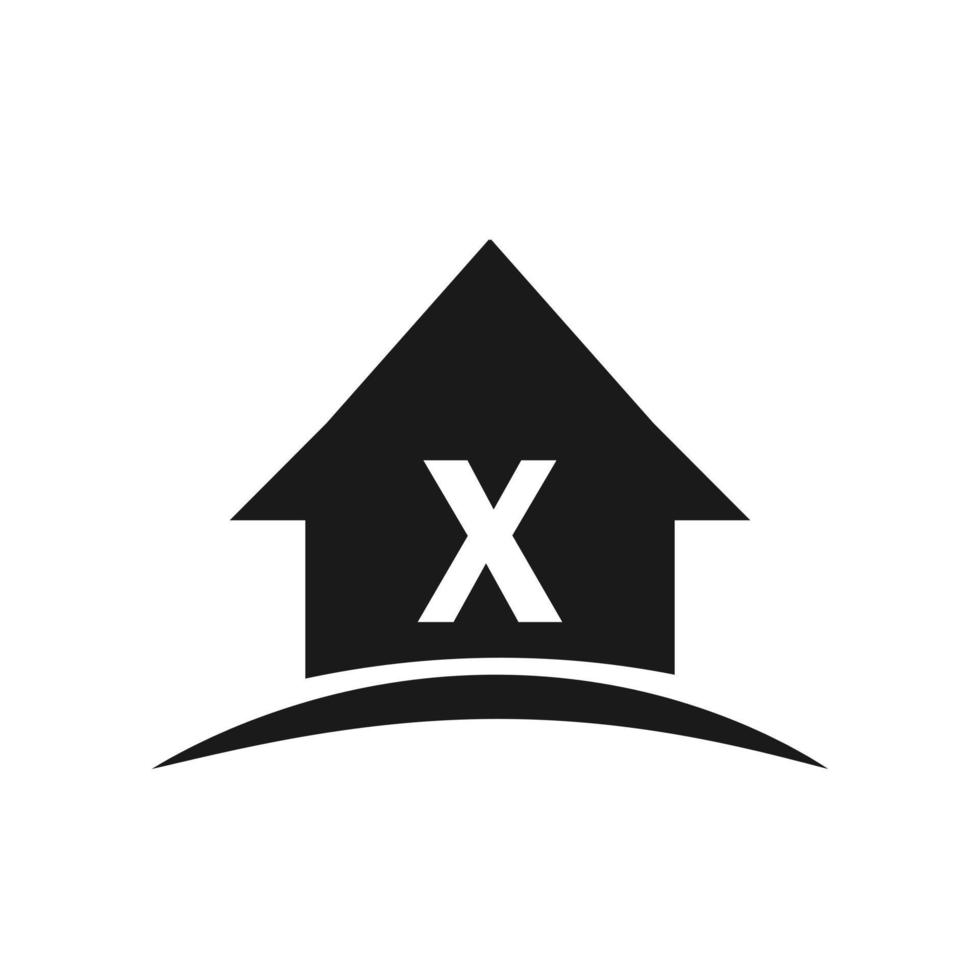 logo de la maison sur la conception de la lettre x, immobilier initial, concept de développement vecteur