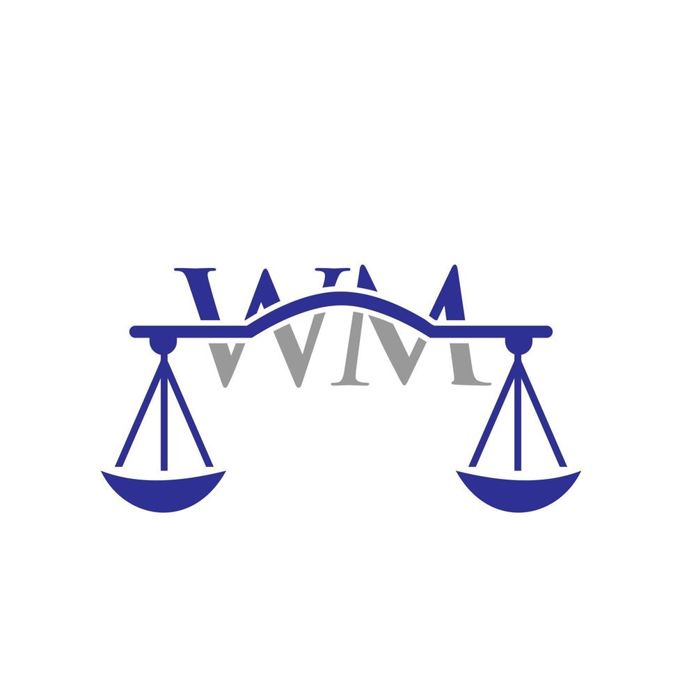 création de logo wm de lettre de cabinet d'avocats. signe d'avocat vecteur