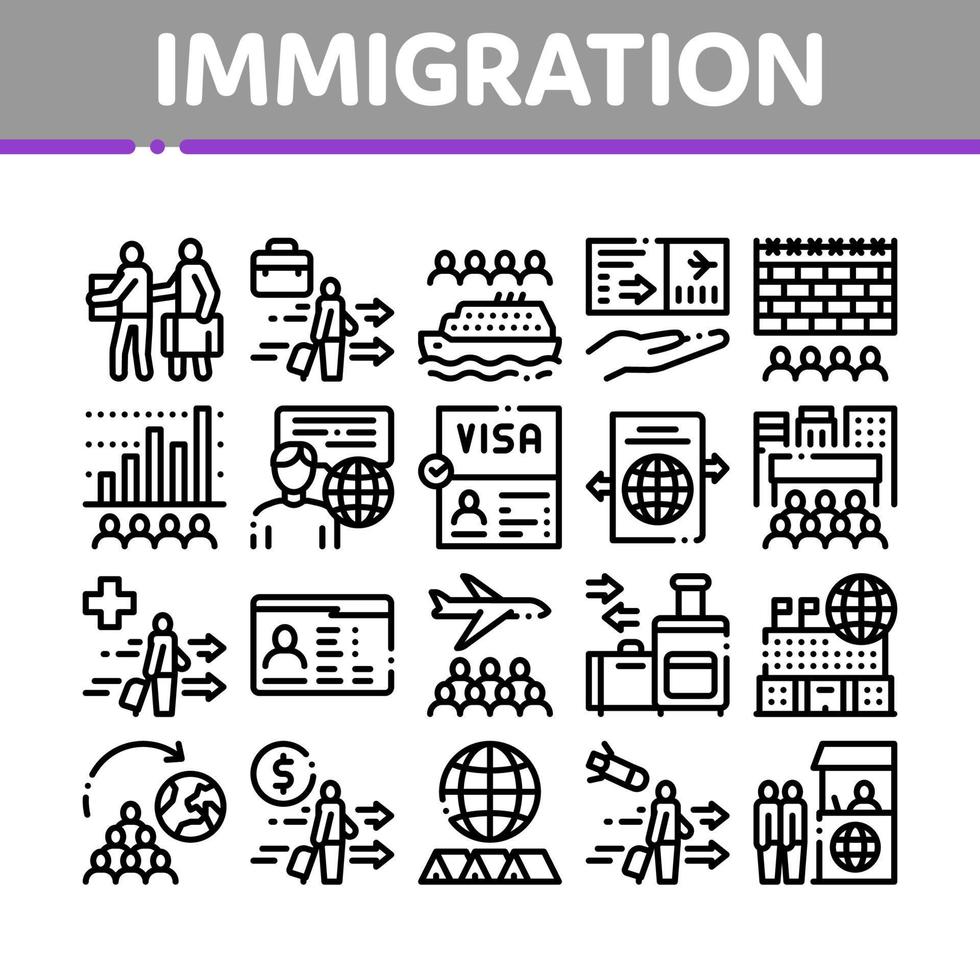 vecteur d'icônes de collection de réfugiés d'immigration