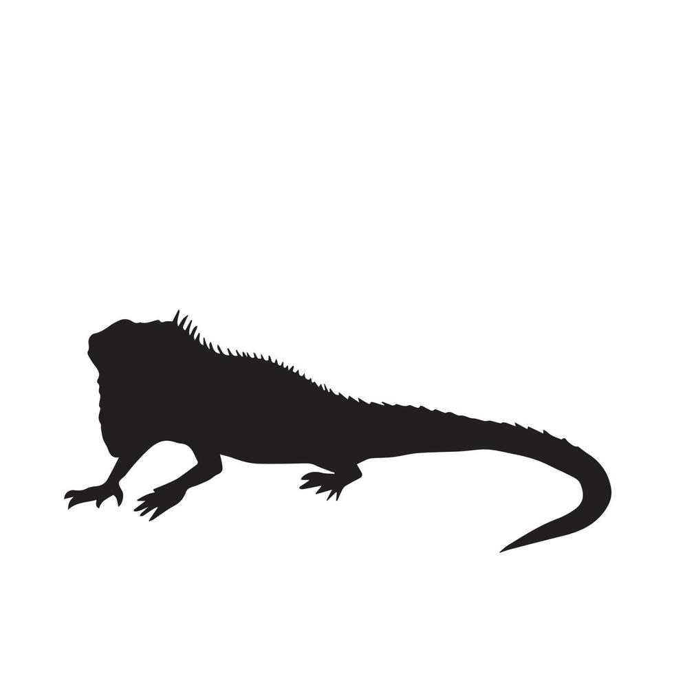 illustration de silhouette d'icône de vecteur d'iguane isolée sur fond blanc. dessin d'animal en forme de plat simple et propre.