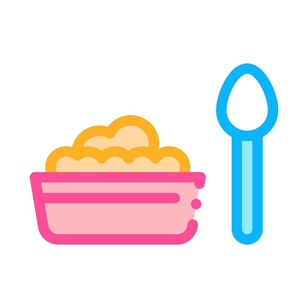 assiette de nourriture cuillère icône vecteur contour illustration