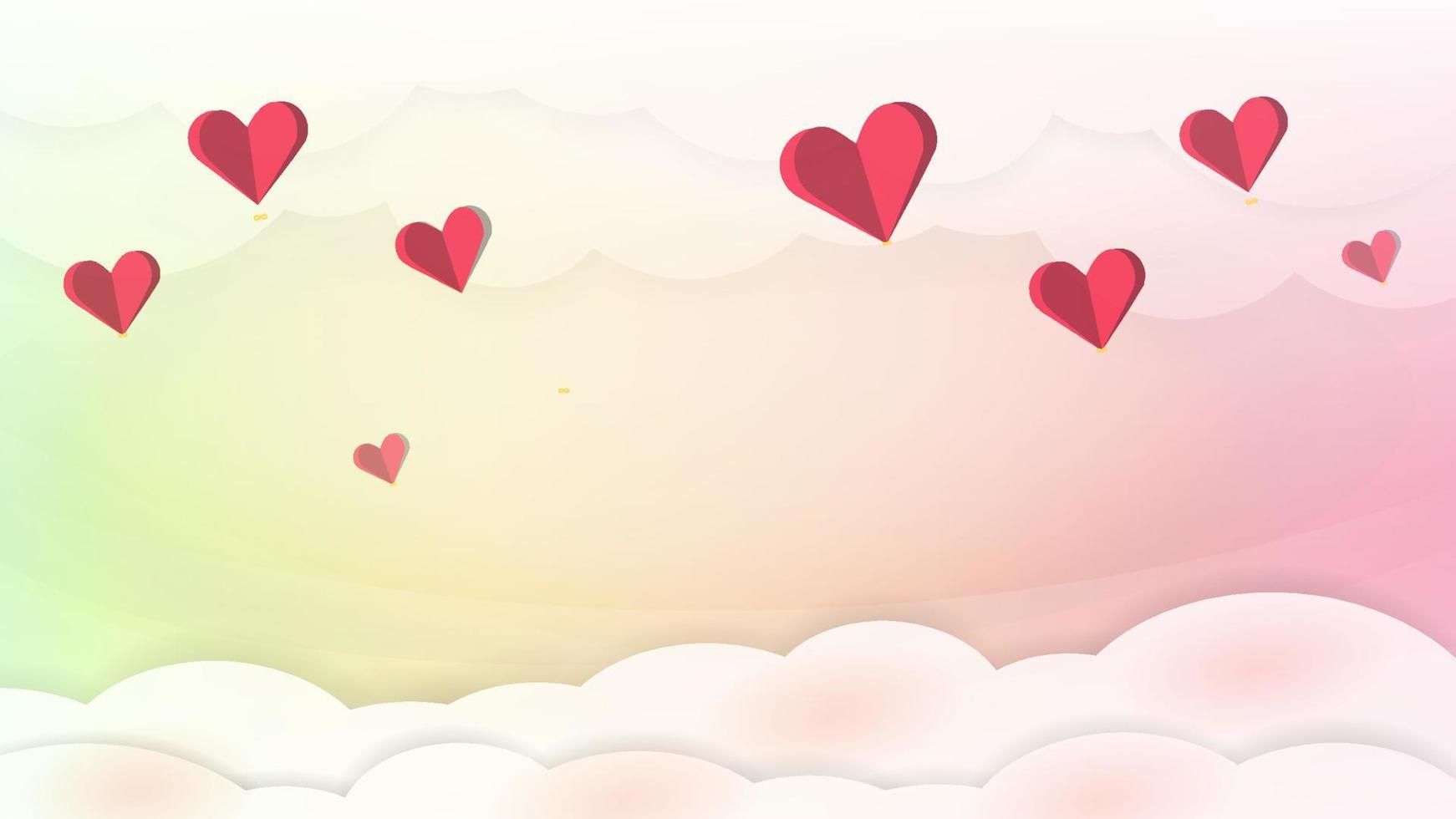 saint valentin coeur nuages doux pastel vecteur