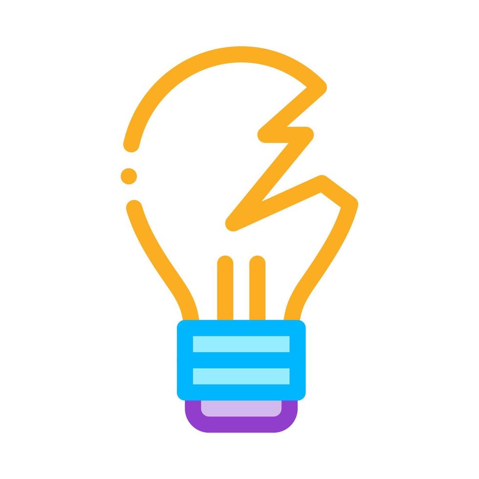 illustration de contour vectoriel icône ampoule détruite
