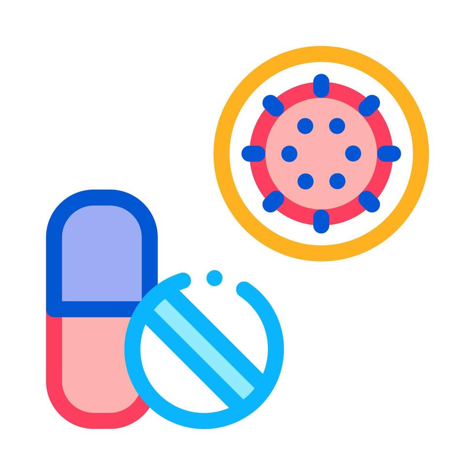 illustration de contour vectoriel icône pilules et virus