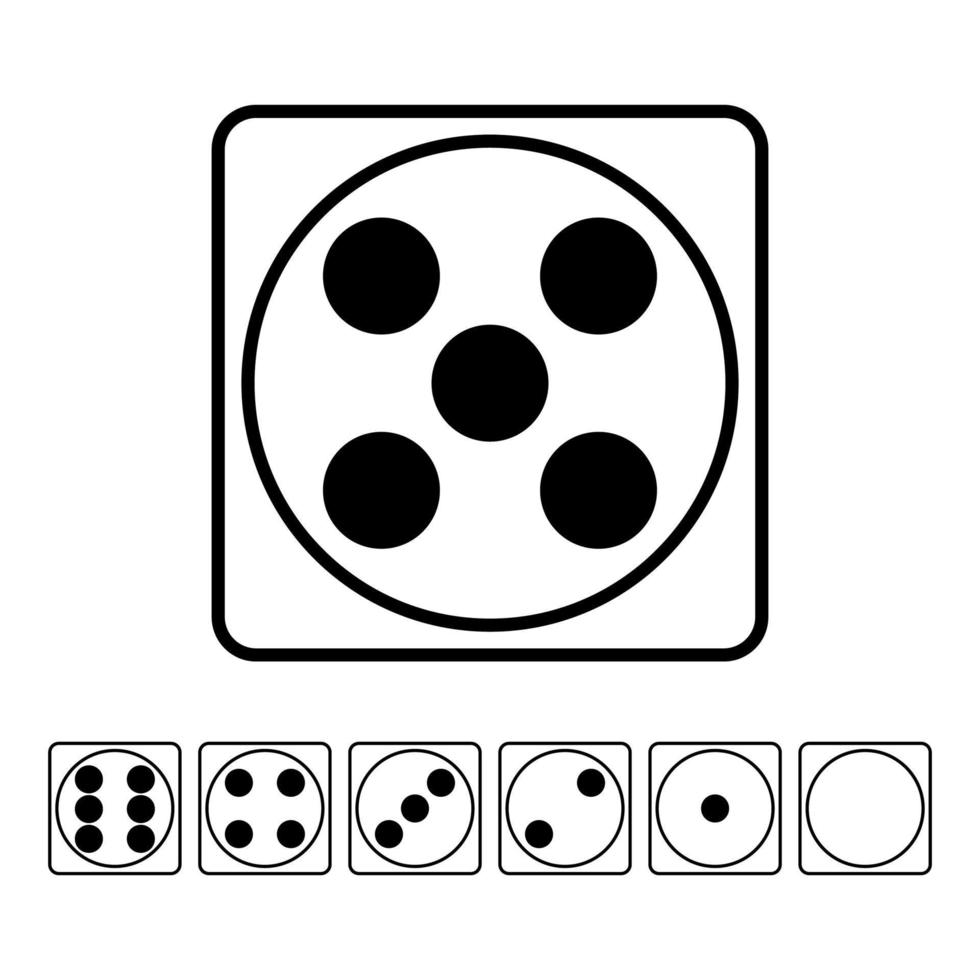 jeu de vecteur d'icônes plat de dés. pour jouer au jeu de casino de société. isolé sur blanc