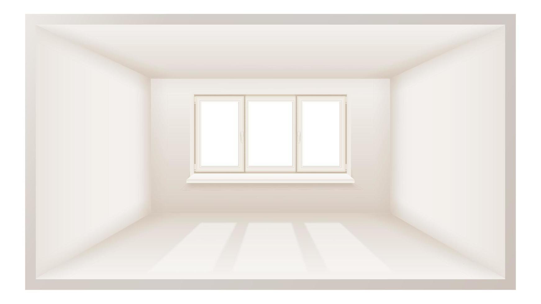 vecteur de salle vide. mur propre. la lumière du soleil tombant. espace tridimensionnel. illustration réaliste 3d