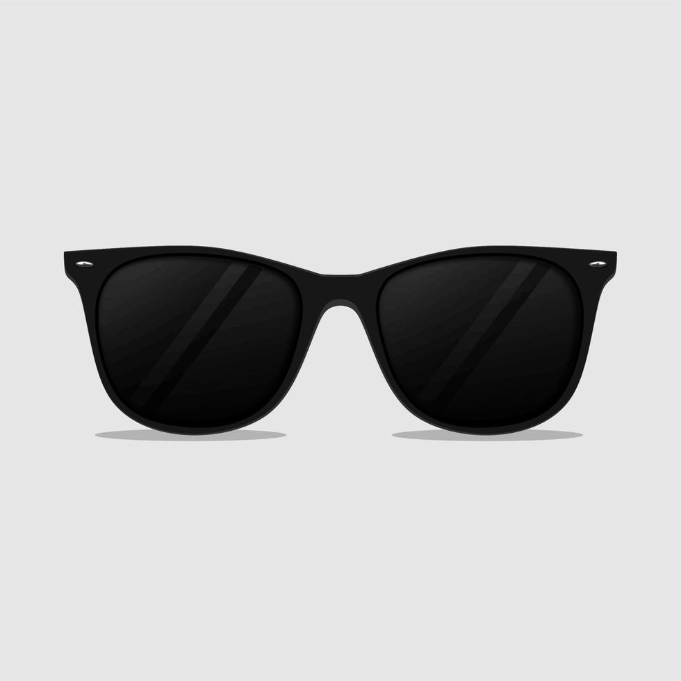 lunettes de soleil mode noires avec verre foncé sur fond gris. illustration vectorielle vecteur