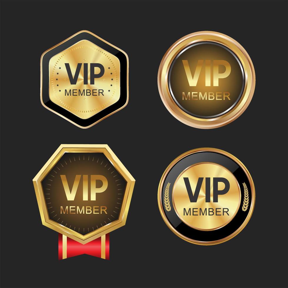 collection d'étiquettes et de badges vip or et noir vecteur