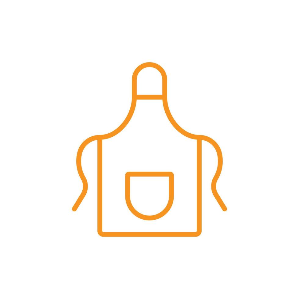 eps10 tablier vectoriel orange ou icône de ligne uniforme de cuisson ou logo isolé sur fond blanc. symbole de vêtement de tablier de cuisine dans un style moderne simple et plat pour la conception de votre site Web et votre application mobile