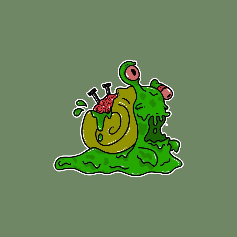 illustration vectorielle d'escargot zombie cool vecteur
