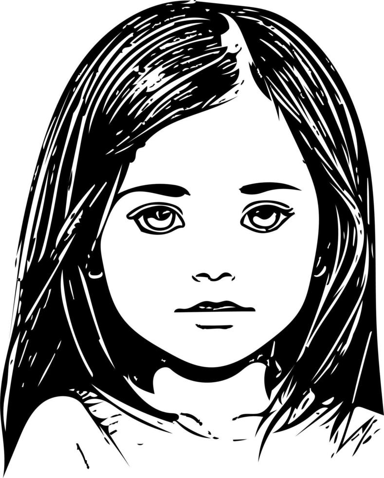 beau visage de fille en dessin au trait simple vecteur