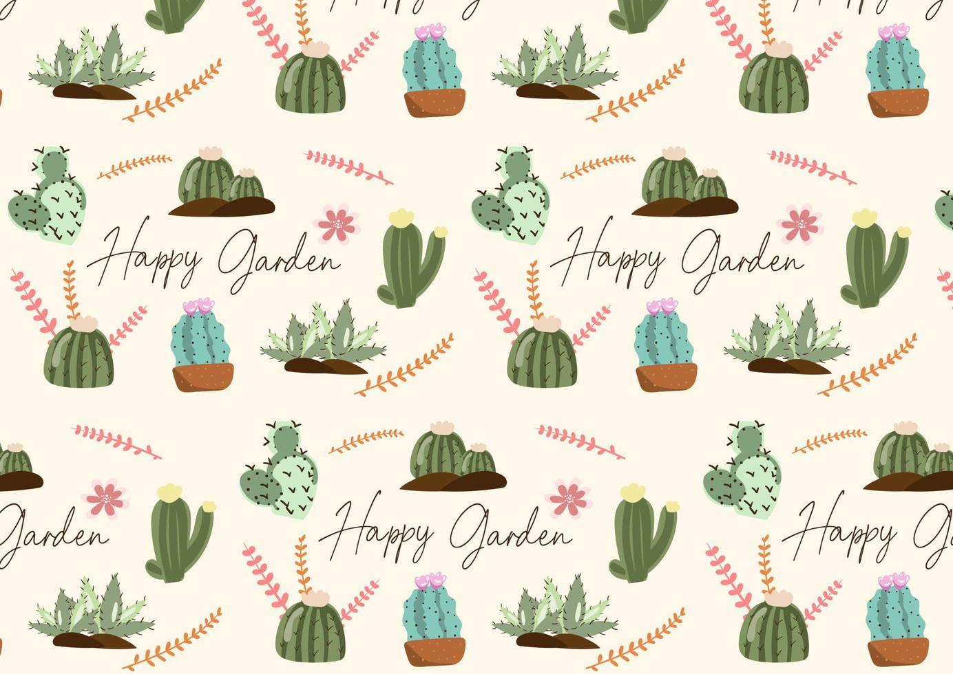 illustration de jardin de cactus couleur dessinés à la main. vecteur