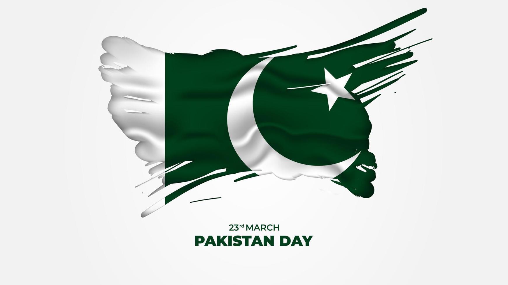 23 mars pakistan jour bannière de voeux avec drapeau vecteur