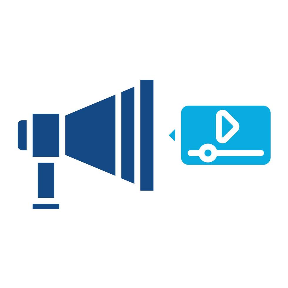 icône de deux couleurs de glyphe de marketing vidéo vecteur