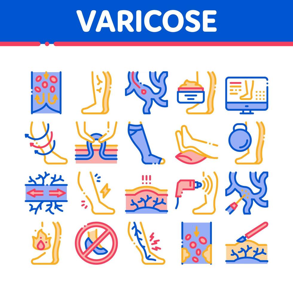 varices, maladie, collection, icônes, ensemble, vecteur