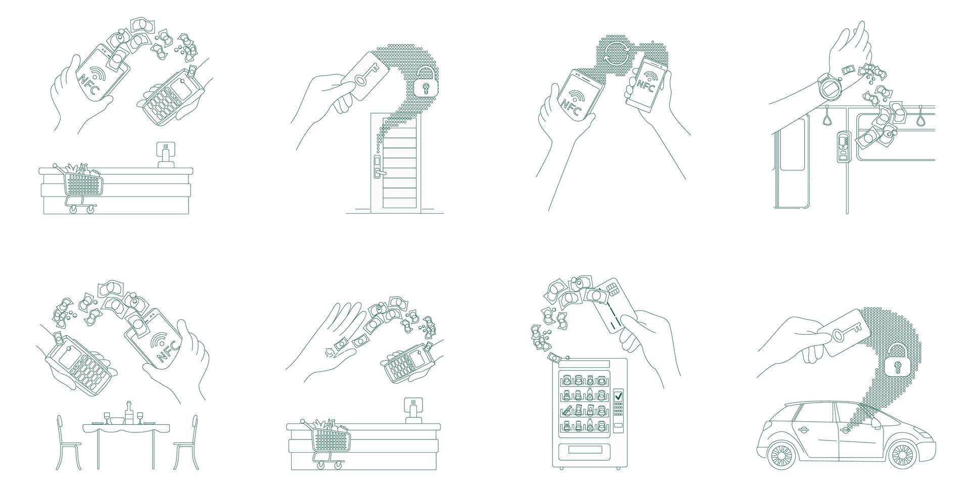 Jeu de monnaie électronique et de cartes-clés vecteur