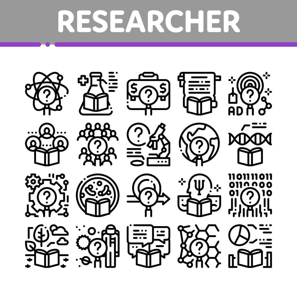 les icônes de collection d'entreprise de chercheur définissent des illustrations vectorielles vecteur