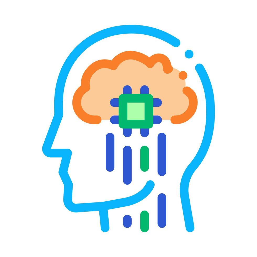 illustration vectorielle de l'icône de biohacking de l'influx nerveux de la tête vecteur