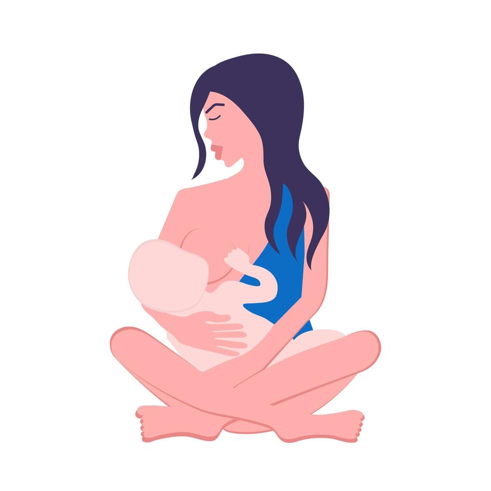 illustration vectorielle d'allaitement. mère de vecteur nourrissant son bébé avec le sein.