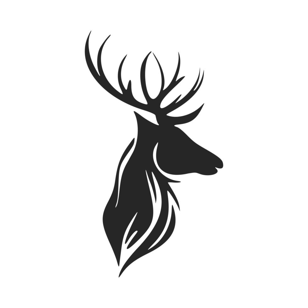 création élégante de logo vectoriel de cerf noir et blanc.
