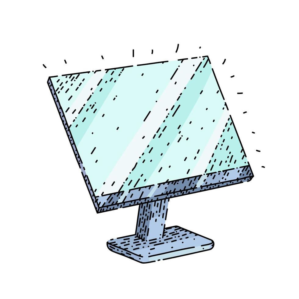 moniteur d'écran croquis vecteur dessiné à la main