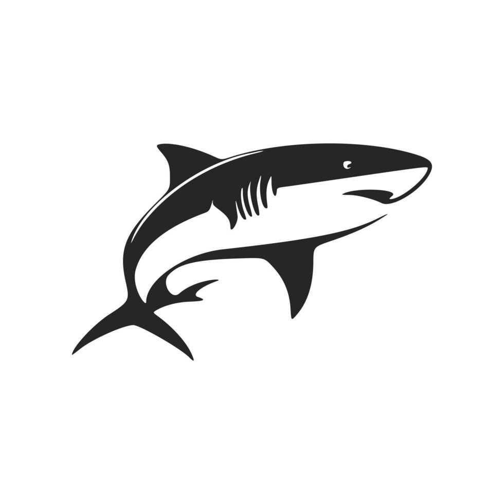 un logo vectoriel noir et blanc simple et élégant avec un requin fort.