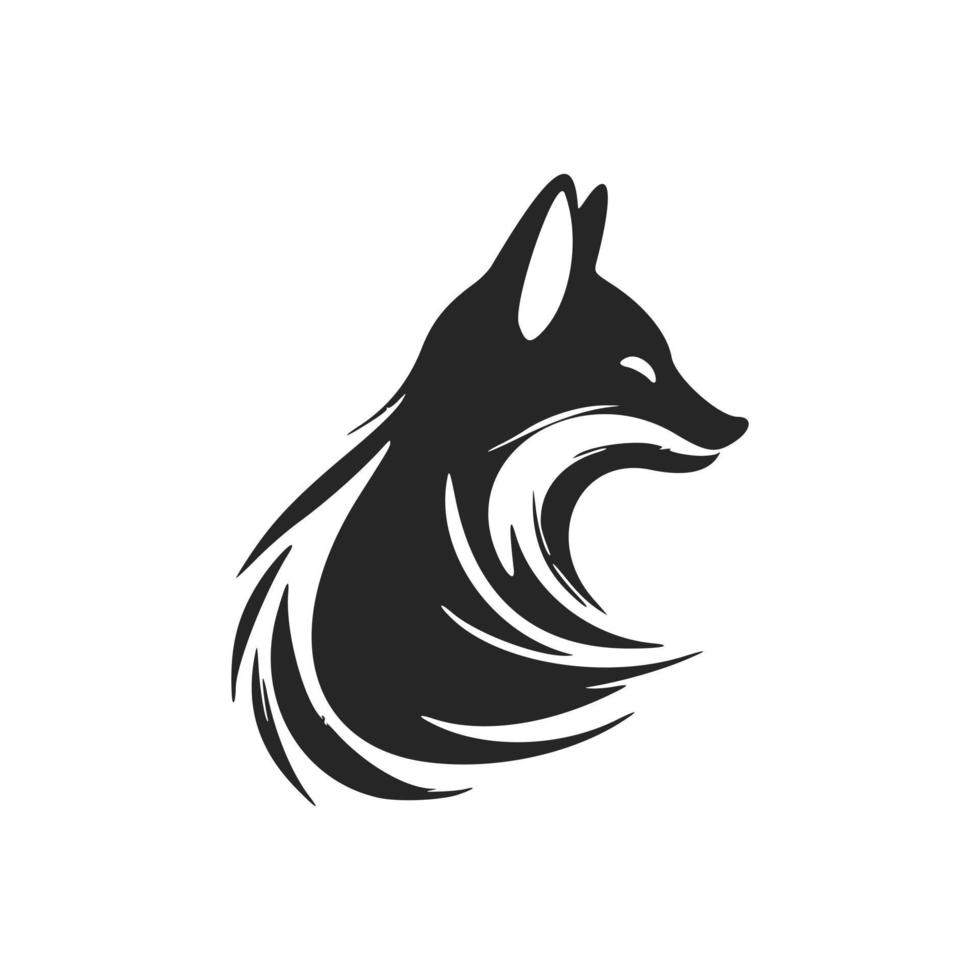 création de logo vectoriel tête de renard noir et blanc élégant.