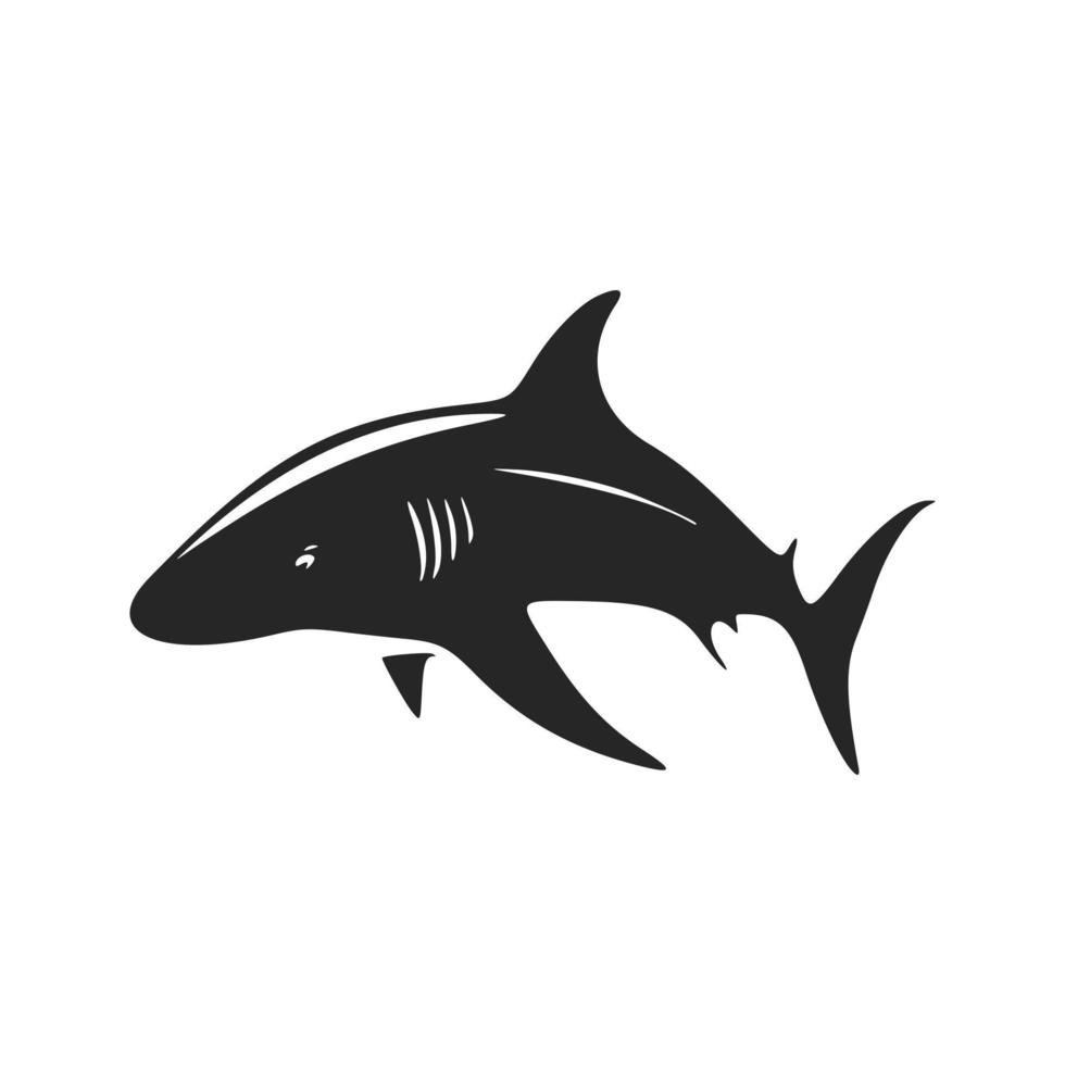 un logo vectoriel de requin noir et blanc simple et élégant.