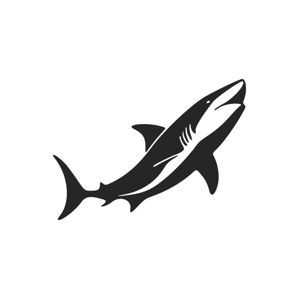 design élégant de logo vectoriel noir et blanc avec un requin fort.