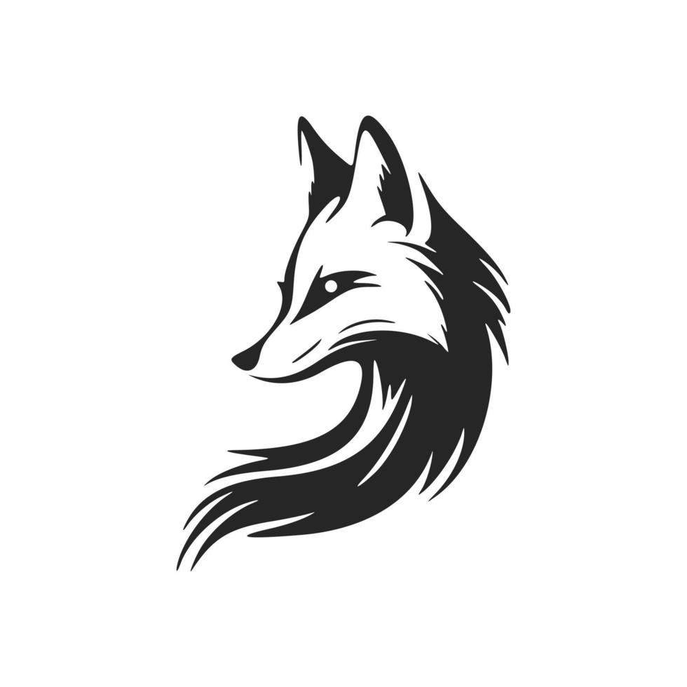 logo vectoriel noir et blanc minimaliste avec l'image d'une tête de renard.