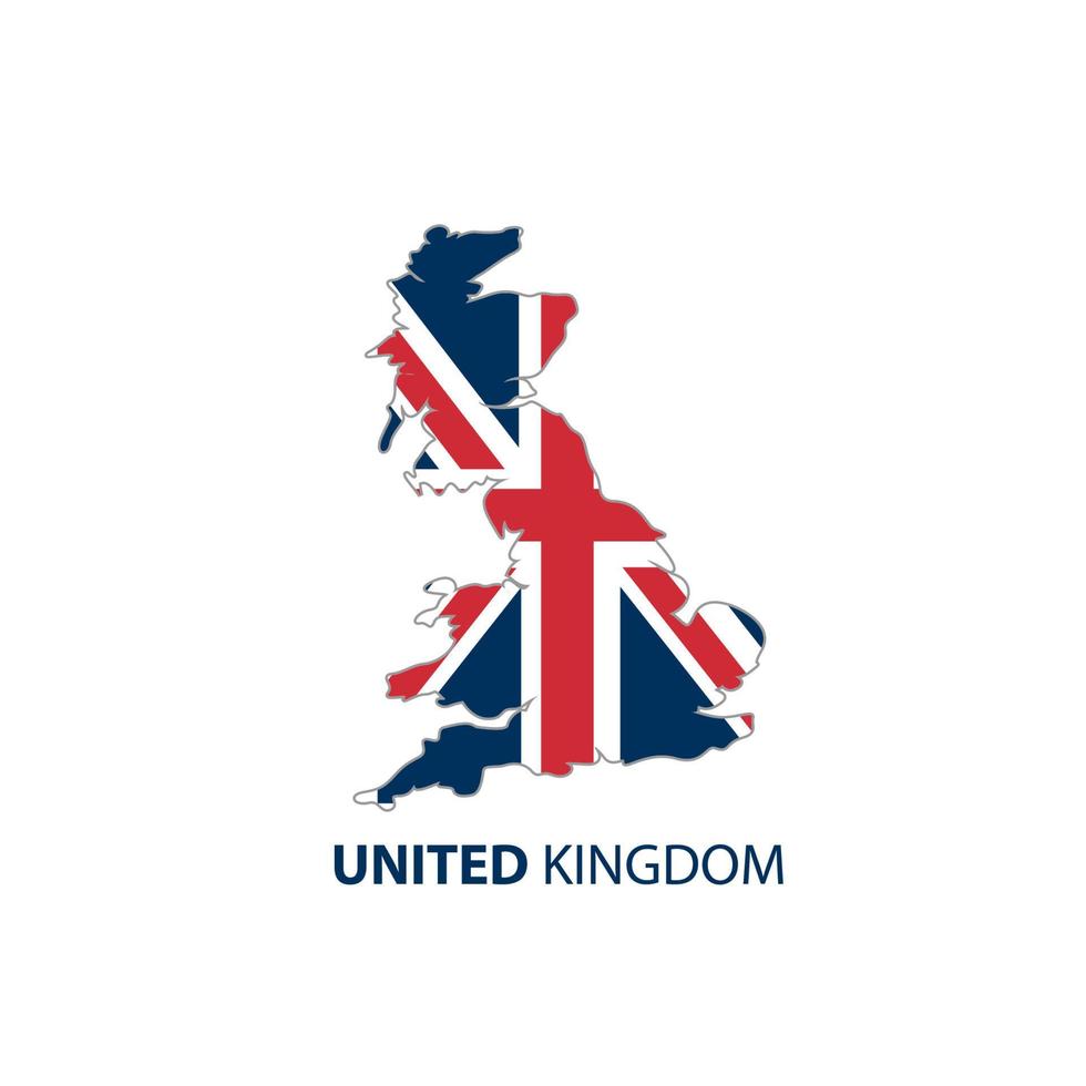 Royaume-Uni, drapeau de l'Angleterre, carte et bouton brillant, illustration vectorielle vecteur