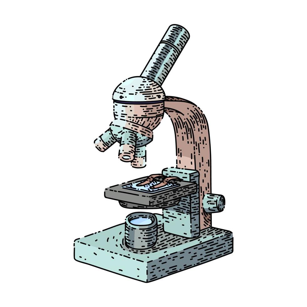 microscope laboratoire croquis vecteur dessiné à la main