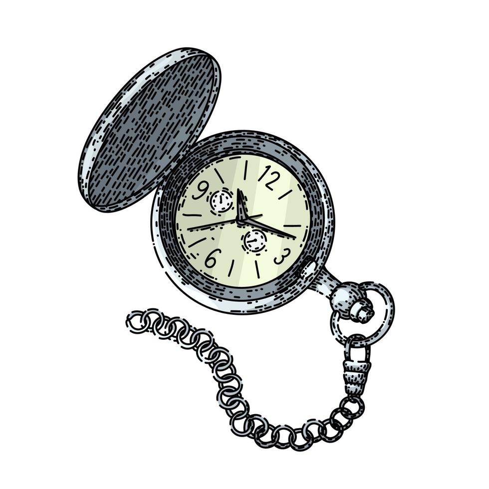 chaîne montre poche croquis vecteur dessiné à la main