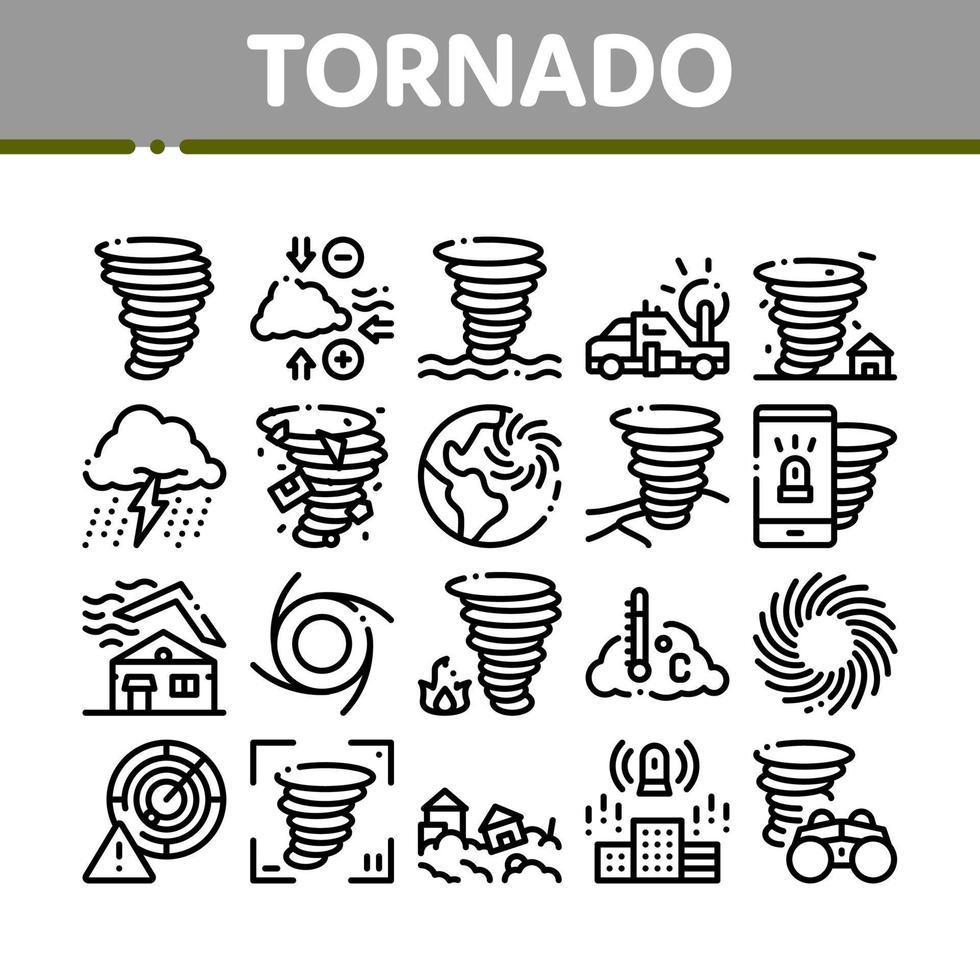 icônes de collection tornade et ouragan set vector