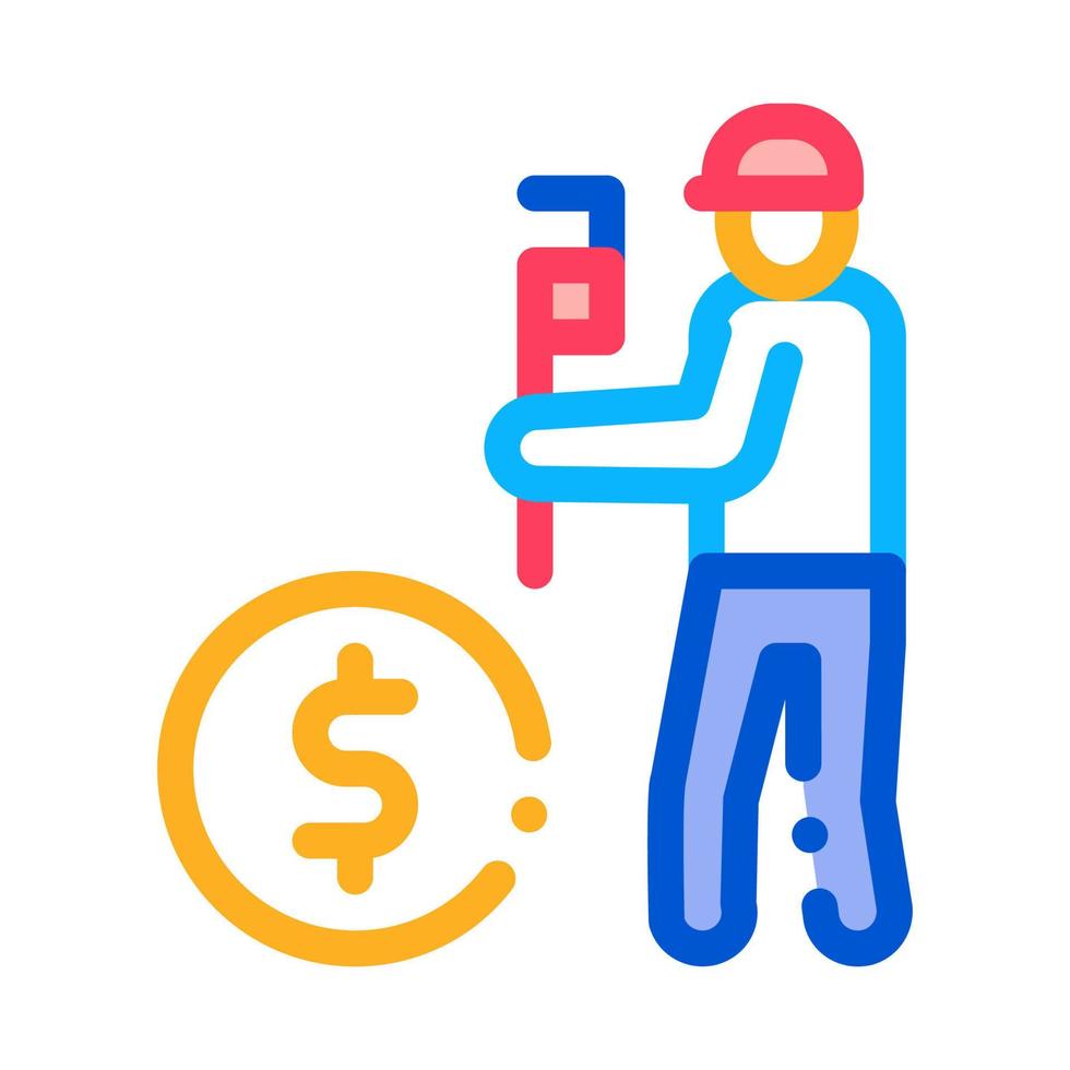 illustration vectorielle de l'icône du coût fixe du plombier vecteur