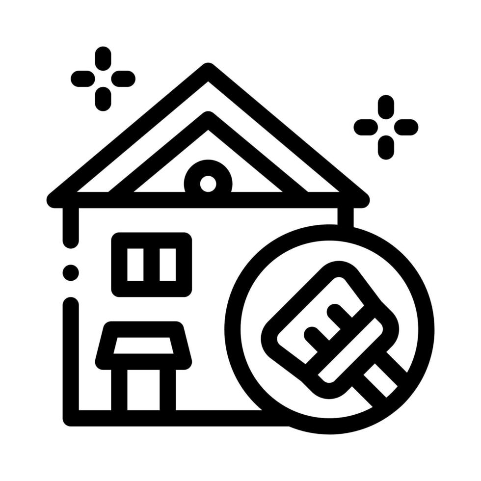 illustration de contour vectoriel icône de nettoyage de maison