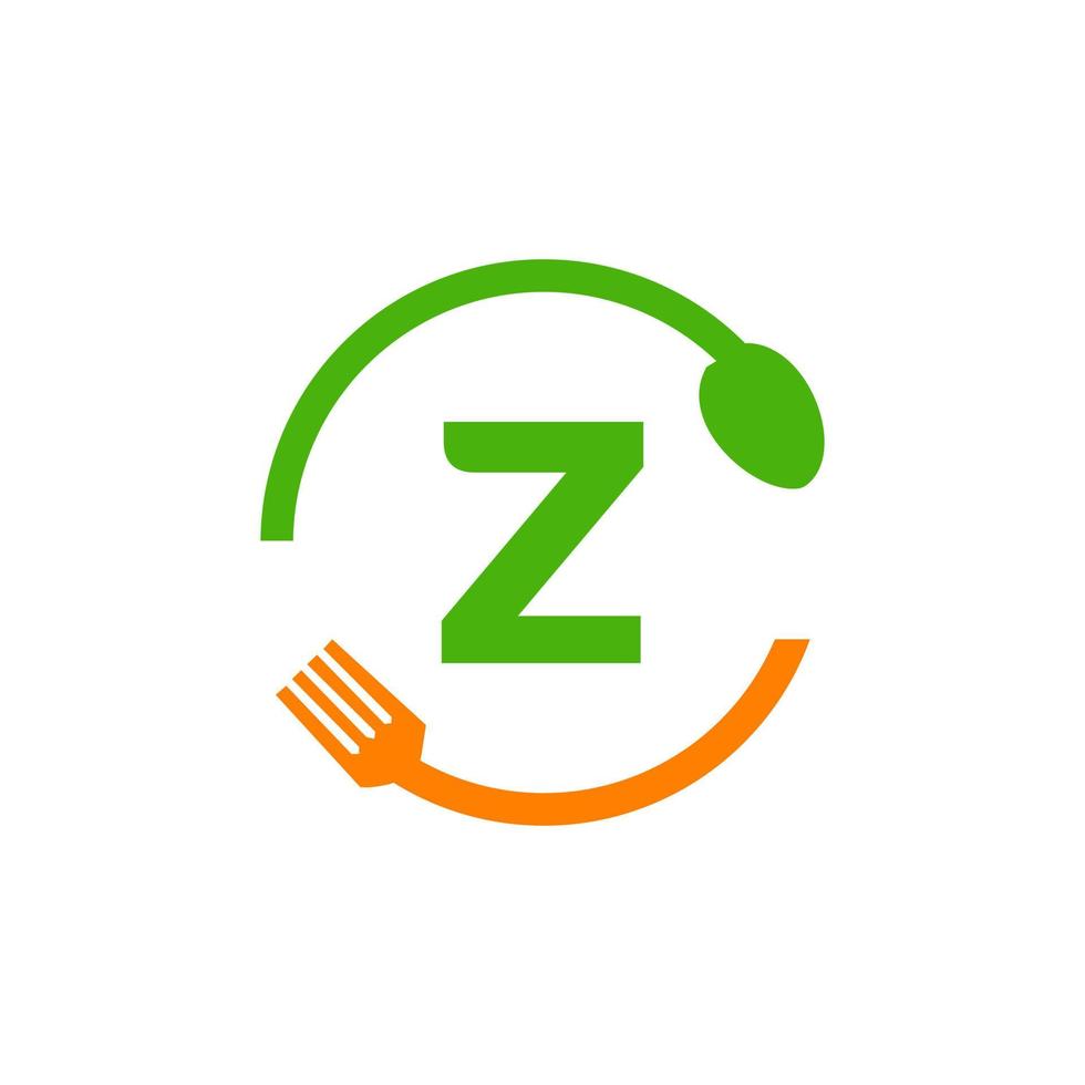 création de logo de restaurant sur la lettre z avec icône fourchette et cuillère vecteur