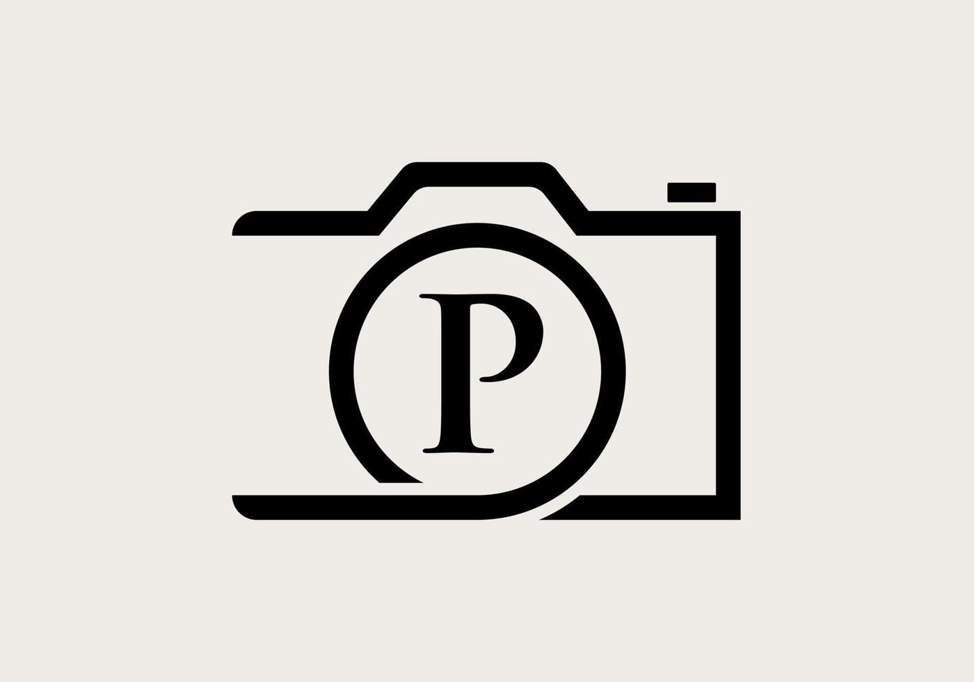 création de logo de photographie lettre p. modèle de photographie d'inspiration de conception de logo d'appareil photo vecteur